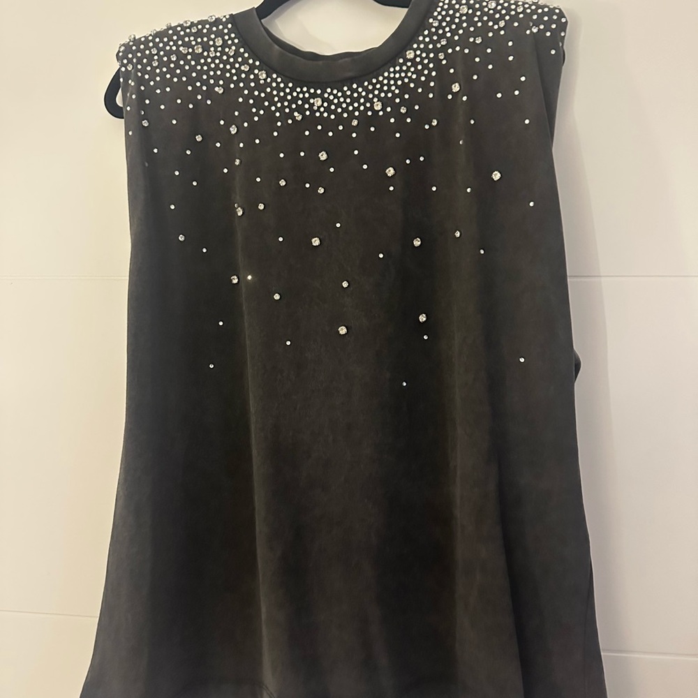 Zara Black Pearl-Embellished Sweatshirt